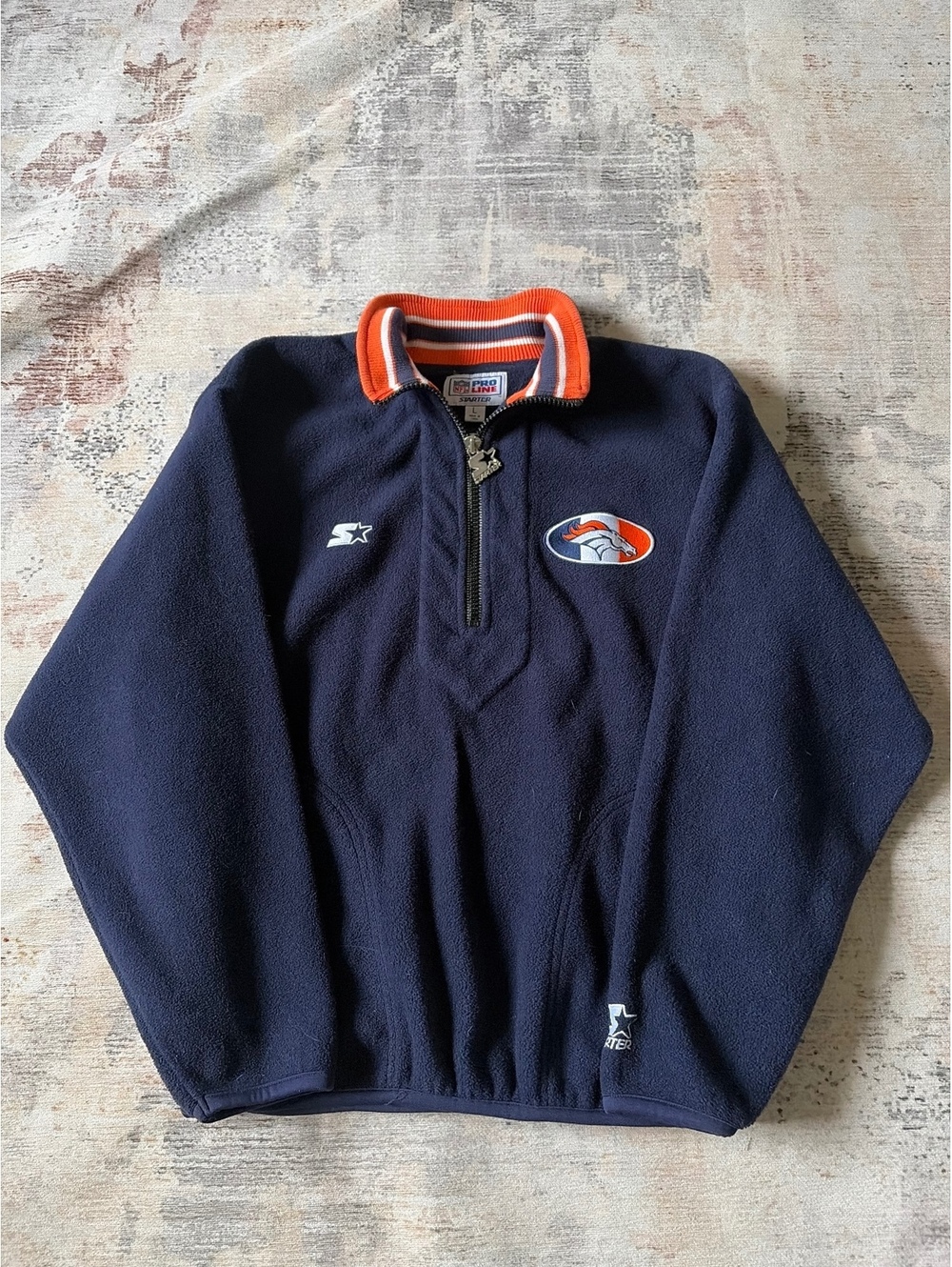 Starter NFL Pro Line Denver Broncos 1/4 Zip Fleece Pullover